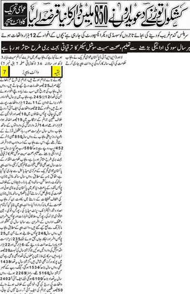 Minhaj-ul-Quran  Print Media CoverageDaily Juinnah Front Page.
